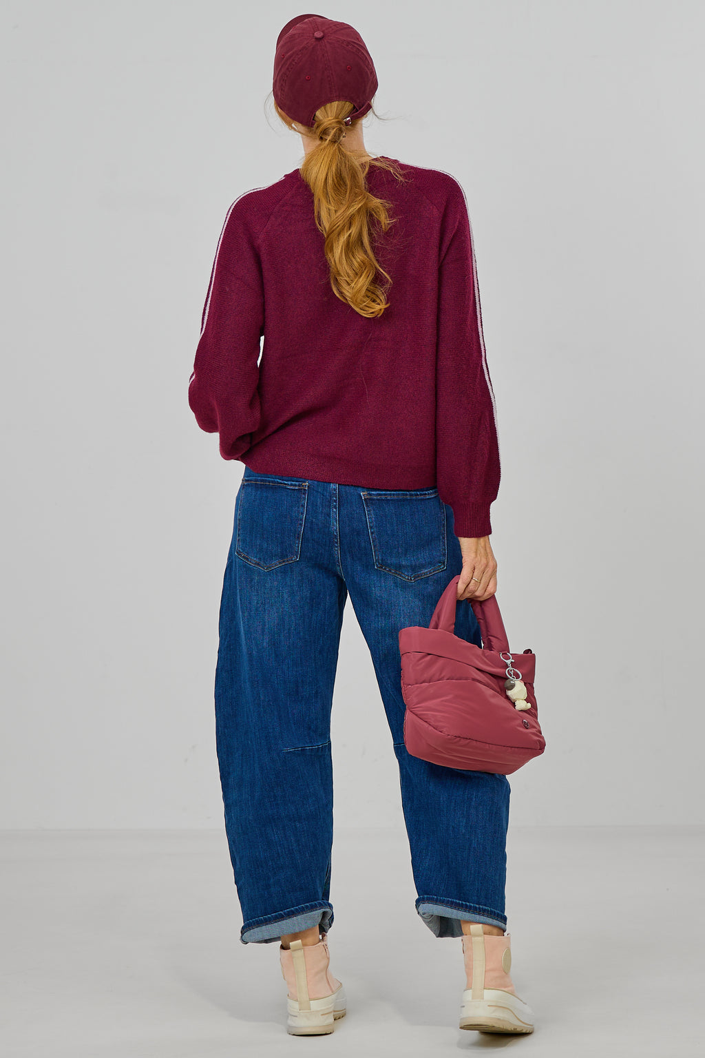 Cardigan mit "amore" Stickerei, bordeaux-rosa