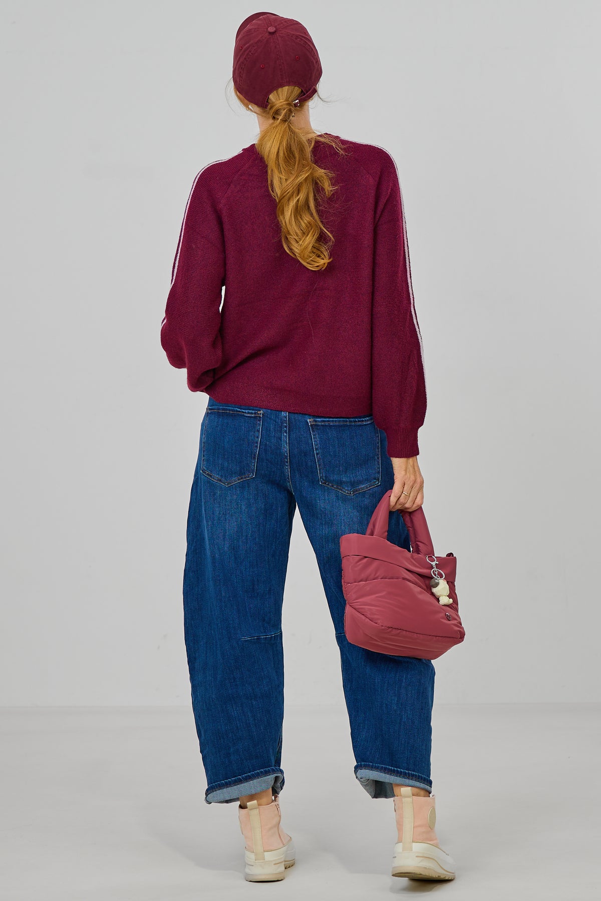 Cardigan mit "amore" Stickerei, bordeaux-rosa
