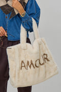 Große Felltasche AMOUR, ecru-taupe
