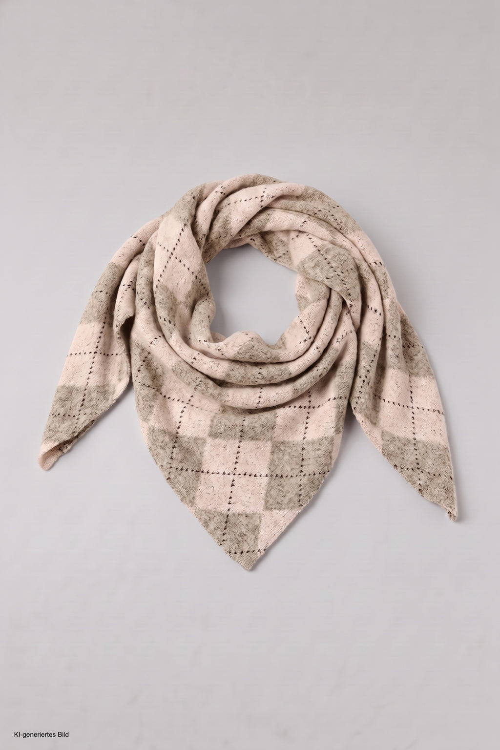 Dreiecksschal mit Rautenmuster, ecru-beige