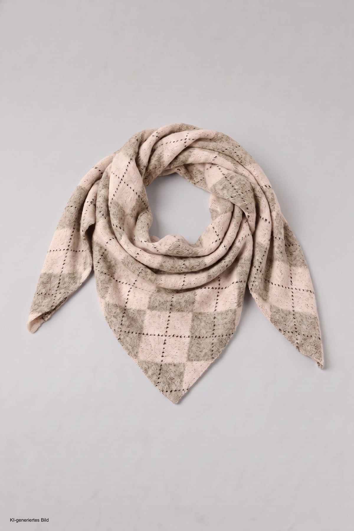 Dreiecksschal mit Rautenmuster, ecru-beige