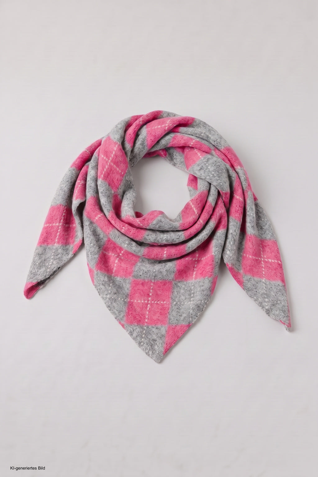 Dreiecksschal mit Rautenmuster, pink-grau
