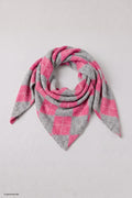 Dreiecksschal mit Rautenmuster, pink-grau