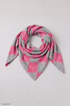 Dreiecksschal mit Rautenmuster, pink-grau