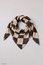 Dreiecksschal mit Rautenmuster, schokobraun-beige