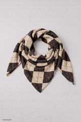 Dreiecksschal mit Rautenmuster, schokobraun-beige