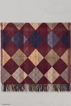 Fransenschal mit Rautenmuster, bordeaux-beige