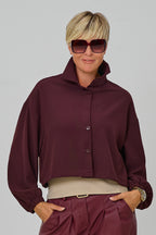 Kurze Bluse mit elastischen Bündchen, bordeaux