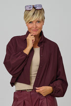 Kurze Bluse mit elastischen Bündchen, bordeaux