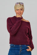 Strickpulli mit Cut-Out, bordeaux