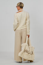 Strickpulli mit Cut-Out, creme meliert