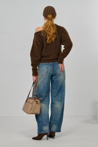 Strickpulli mit Cut-Out, schokobraun