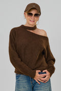 Strickpulli mit Cut-Out, schokobraun
