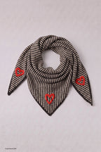 Dreiecksschal mit Herz, schokobraun-taupe