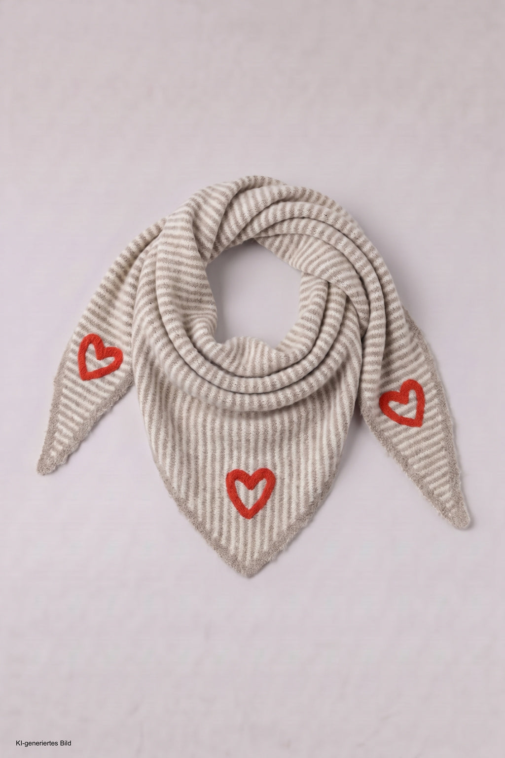 Dreiecksschal mit Herz, beige-ecru