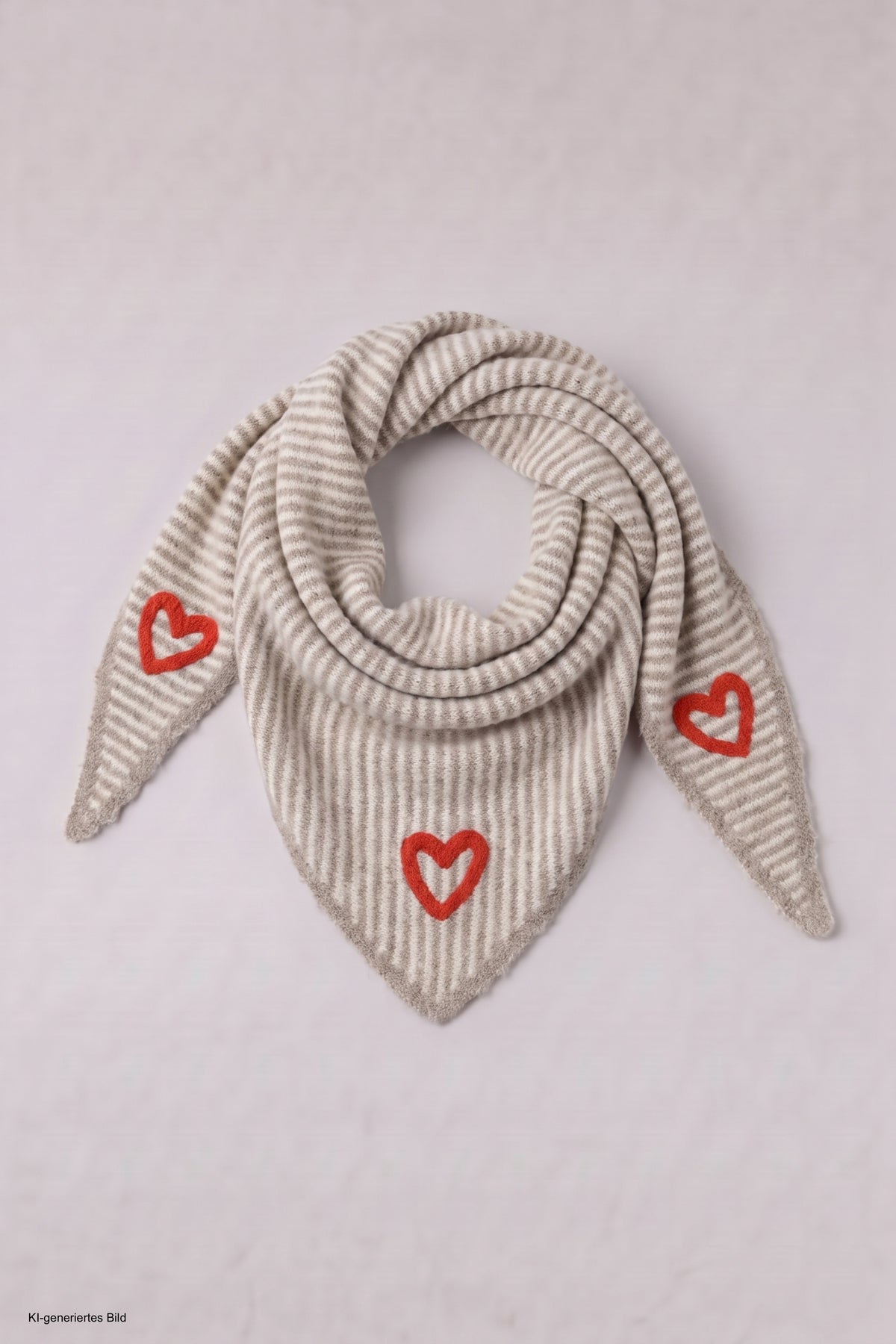 Dreiecksschal mit Herz, beige-ecru
