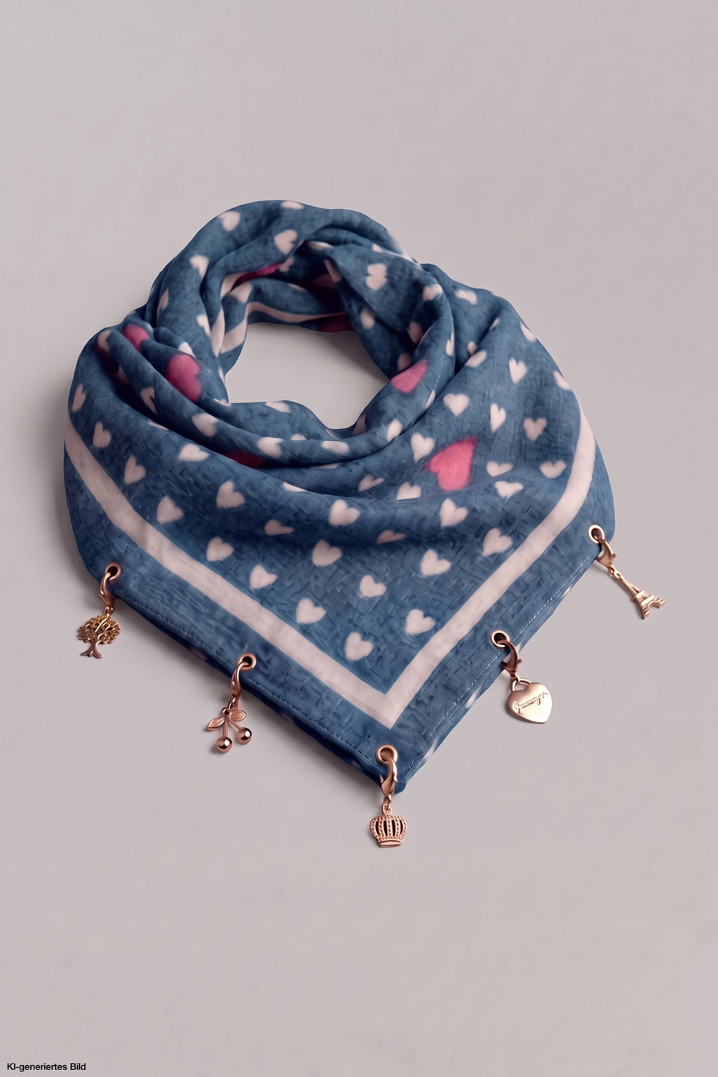 Weiches Tuch mit Charms, blau-beige-hellrosa