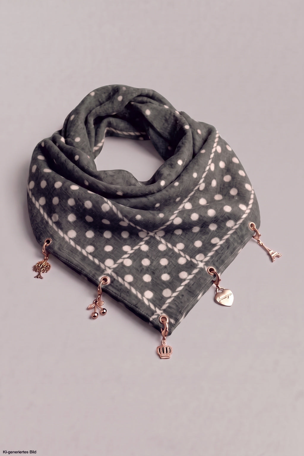 Weiches Tuch mit Charms, grau-ecru