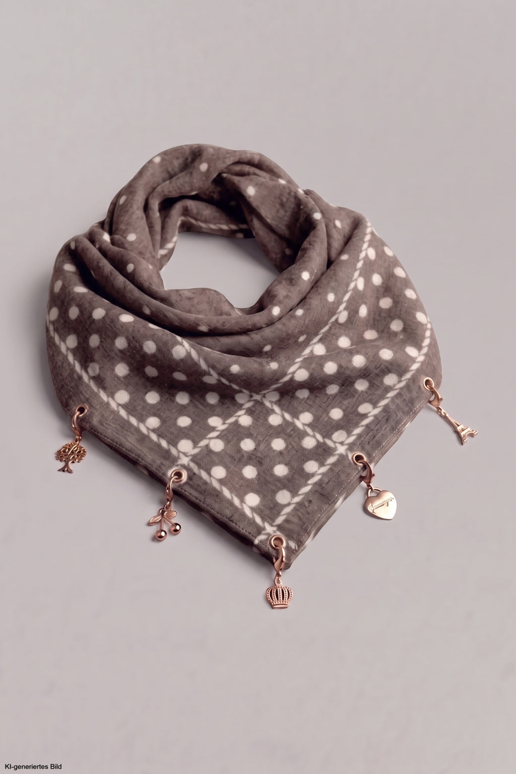 Weiches Tuch mit Charms, braun-beige