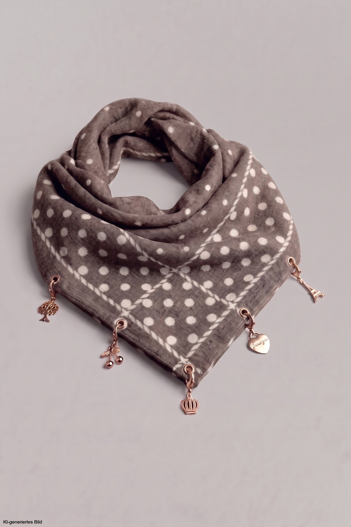 Weiches Tuch mit Charms, braun-beige
