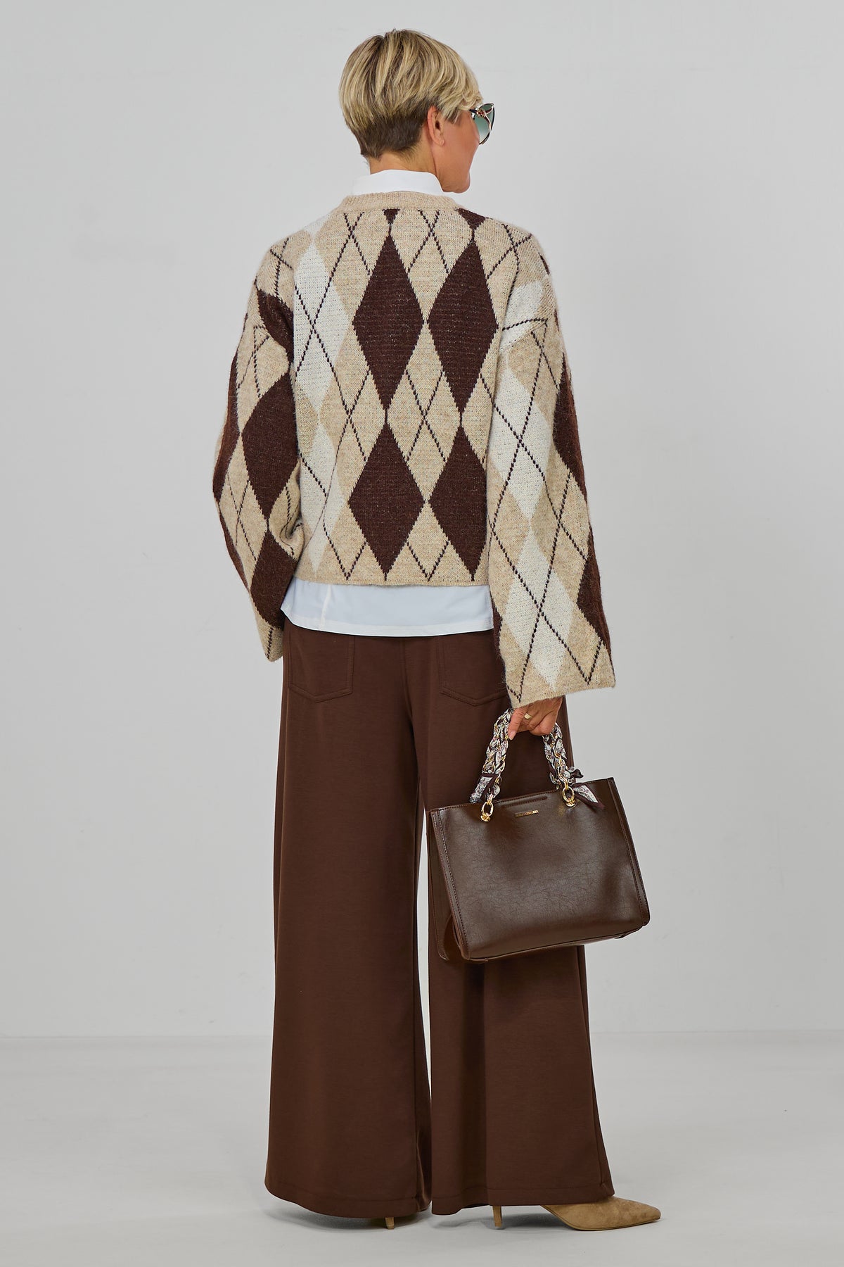 elegante Hose mit Zierknöpfen, schokobraun