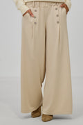 elegante Hose mit Zierknöpfen, beige