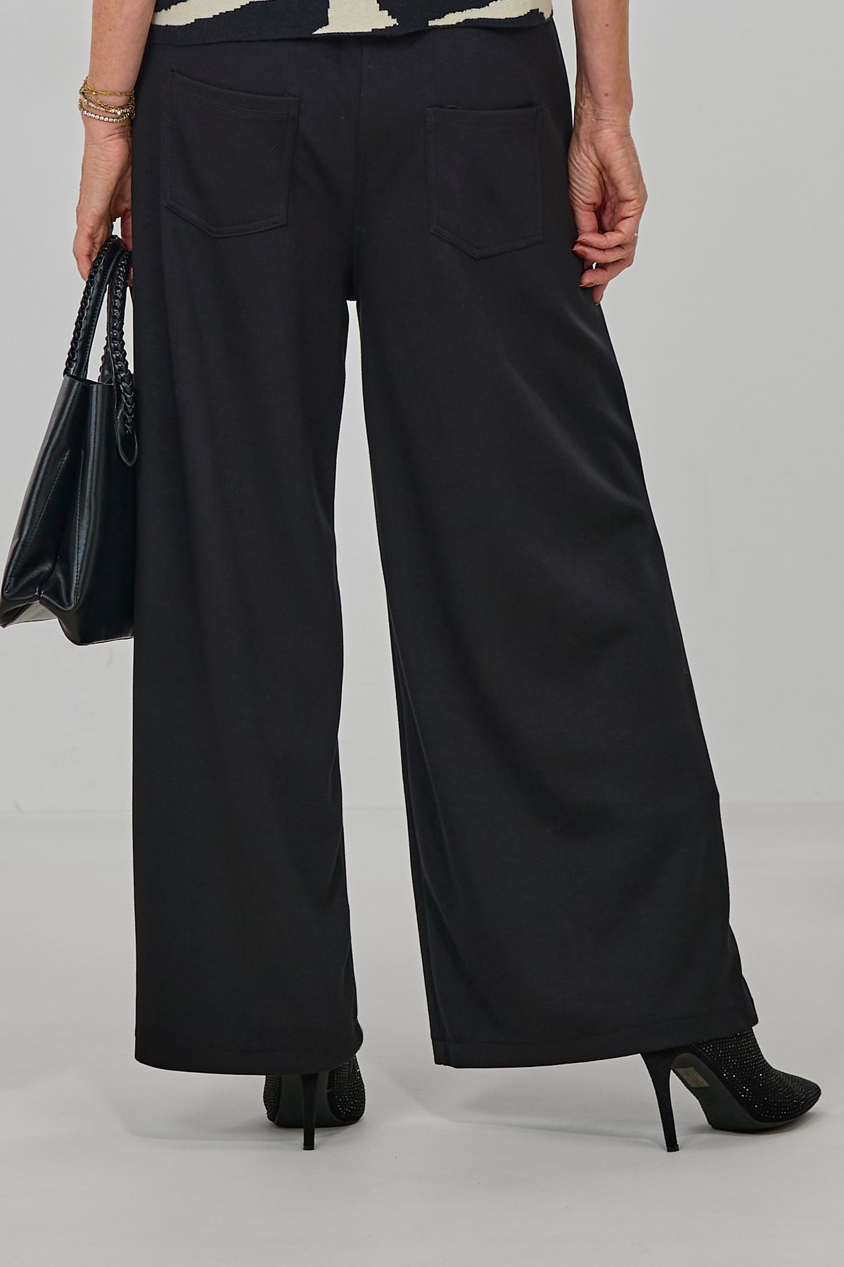 elegante Hose mit Zierknöpfen, schwarz