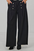 elegante Hose mit Zierknöpfen, schwarz