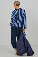 gestreifter Strickpulli CHIC , blau-gelb