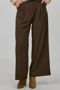 Stoffhose mit doppelter Bundfalte, braun