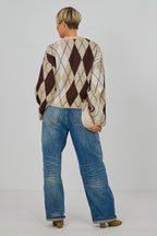 High-Waist-Jeans mit umgeschlagenem Bund, blue denim
