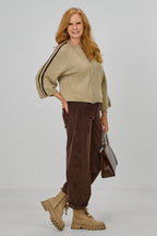 Zip-Cardigan mit Raglanärmeln aus Wollmischung, beige-braun