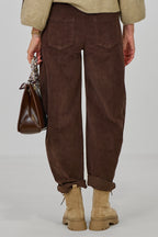 Feincordhose im Balloon-Style, schokobraun