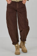 Feincordhose im Balloon-Style, schokobraun