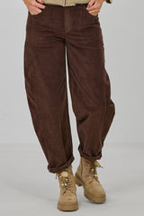 Feincordhose im Balloon-Style, schokobraun