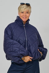 Balloon-Steppjacke mit Stehkragen, dunkelblau