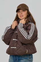 Sportliche Steppjacke mit Kapuze, schokobraun