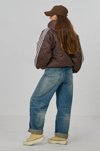Sportliche Steppjacke mit Kapuze, schokobraun
