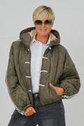 Sportliche Steppjacke mit Kapuze, khaki