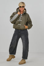 Sportliche Steppjacke mit Kapuze, khaki