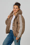 Sportliche Steppjacke mit Kapuze, taupe