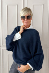 Strickpulli mit Fledermausärmeln, marine