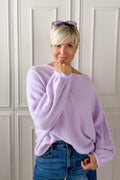 Strickpulli mit Fledermausärmeln, flieder