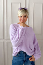 Strickpulli mit Fledermausärmeln, flieder