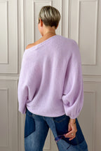 Strickpulli mit Fledermausärmeln, flieder