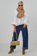 Bluse mit Balloon-Ärmeln, weiß