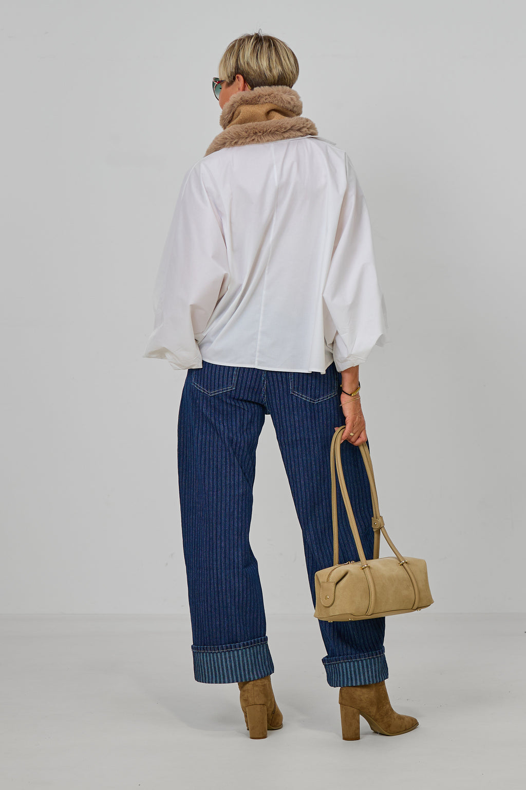 Bluse mit Balloon-Ärmeln, weiß