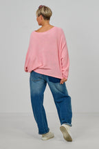Strickpulli mit Fledermausärmeln, rosa