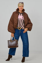  Balloon-Steppjacke mit Stehkragen, schokobraun