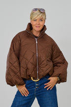 Balloon-Steppjacke mit Stehkragen, schokobraun